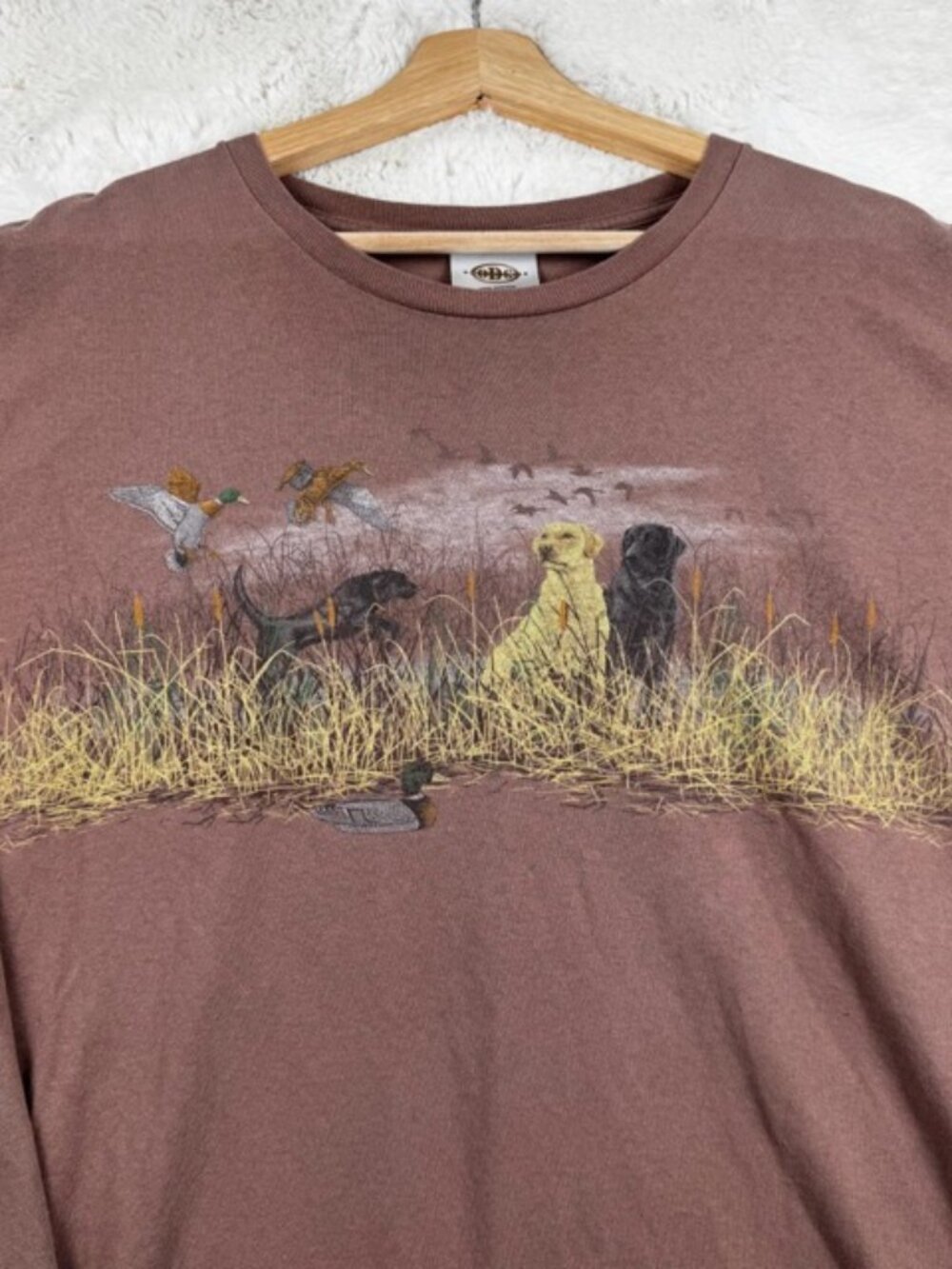 Vintage ODG Outdoorgear Sporting Hunting Dog Long Sleeve T Shirt Size XL Brown